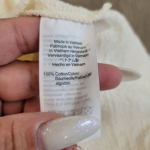 Madewell texture & thread style # j8537 100% cotton cream tie front tee shirt Lg - Picture 4 of 8